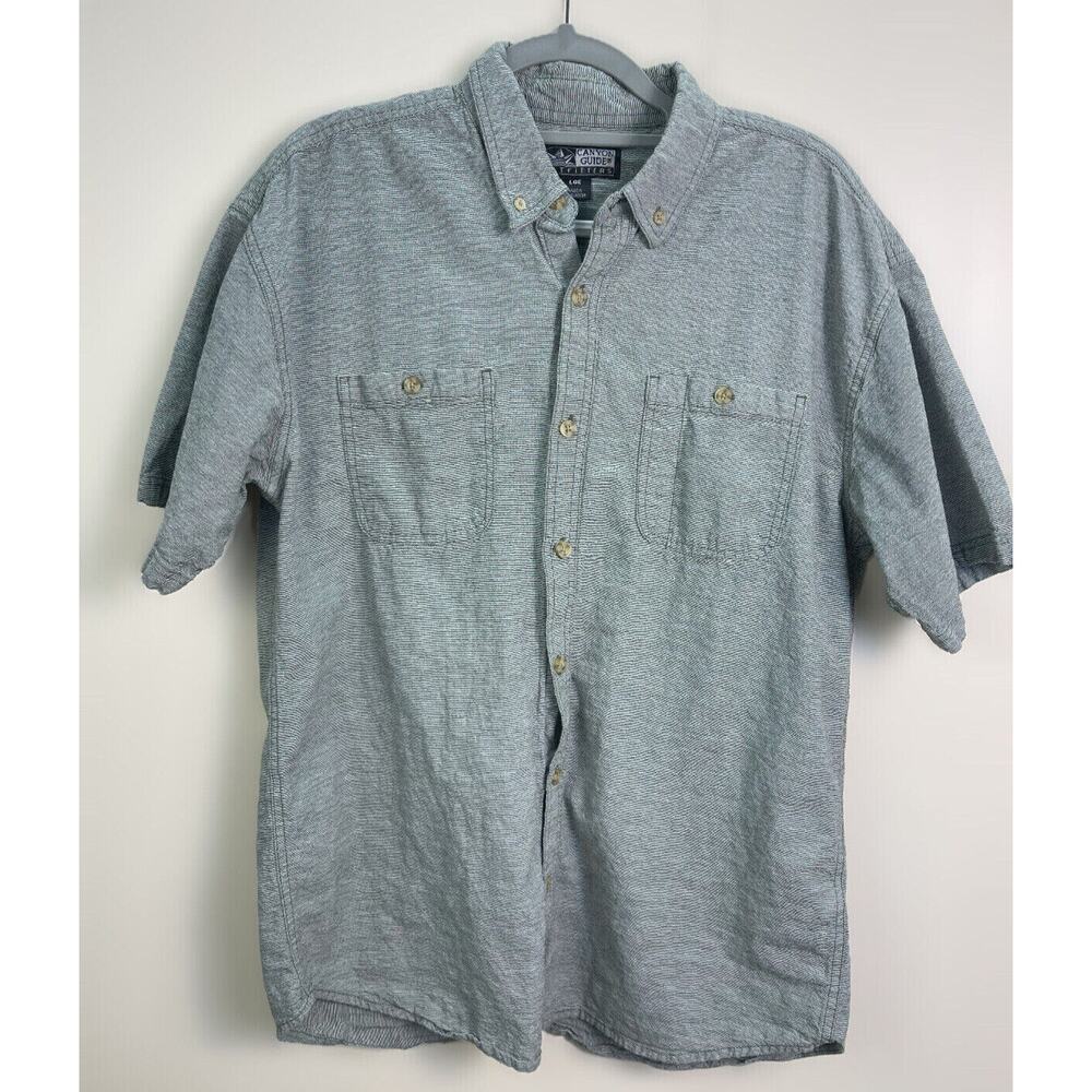Men's Canyon Guide Outfitters Gray Button Down Short Sleeve Shirt